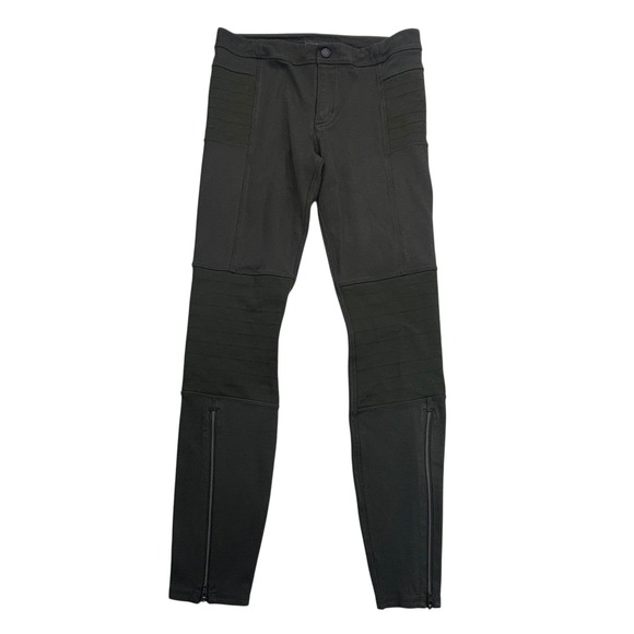 Athleta Pants - Athleta Moto Leggings Olive Womens Size 6 Ribbed Panel Zipper Athleisure Pants
